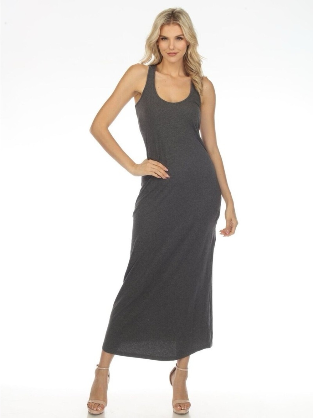 NWT Calme by Johnny Was Scoop Neck Tank Maxi Dress Tencel Natural Medium